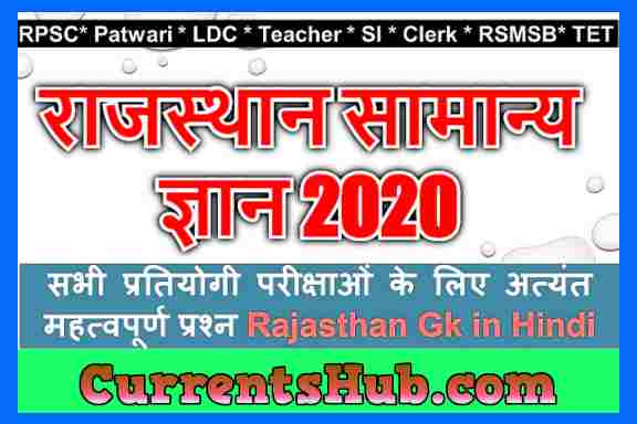 राजस्थान सामान्य ज्ञान 2020