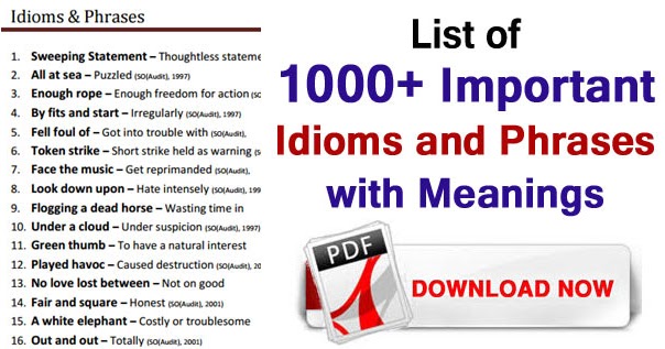 Idioms and Phrases with Meaning and Example PDF Download