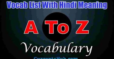 A to Z Vocab List With Hindi Meaning