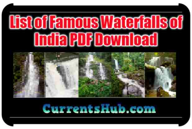 List of Famous Waterfalls of India PDF Download