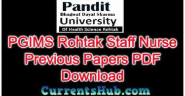 PGIMS Rohtak Staff Nurse Previous Papers PDF Download