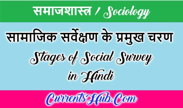 सामाजिक सर्वेक्षण के प्रमुख चरण | Stages of Social Survey in Hindi