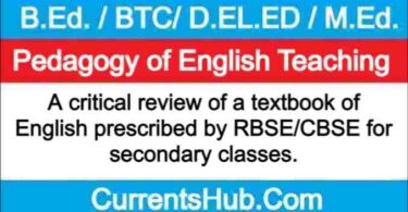 A critical review of a textbook of English prescribed by RBSE/CBSE for secondary classes.