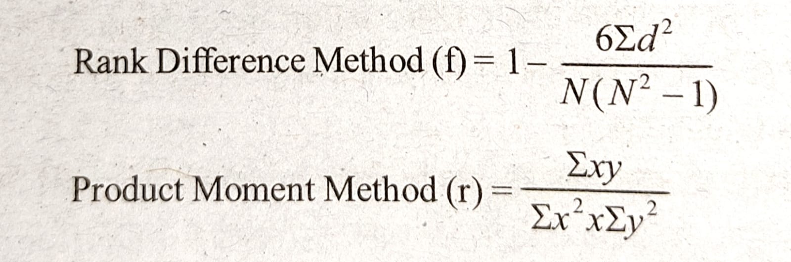 rank difference method formula